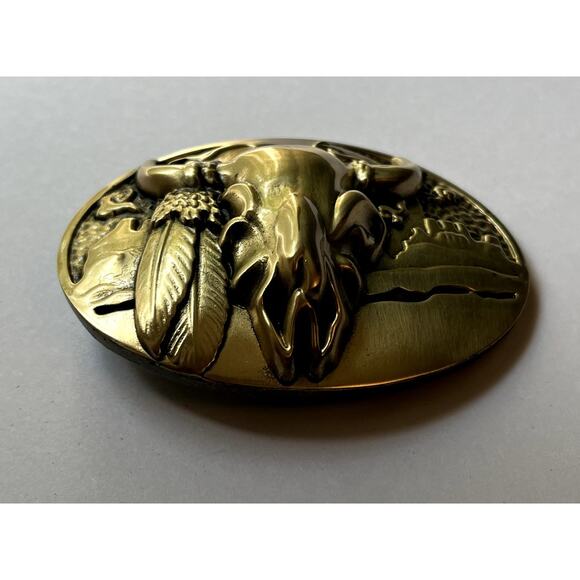 Jean’s Friend Cattle Bull Horn Skull Belt Buckle - Picture 3 of 10
